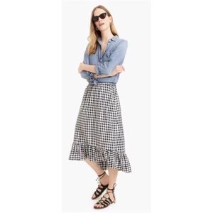 NWT J. Crew Pull-on Midi Skirt in Navy Gingham XXS